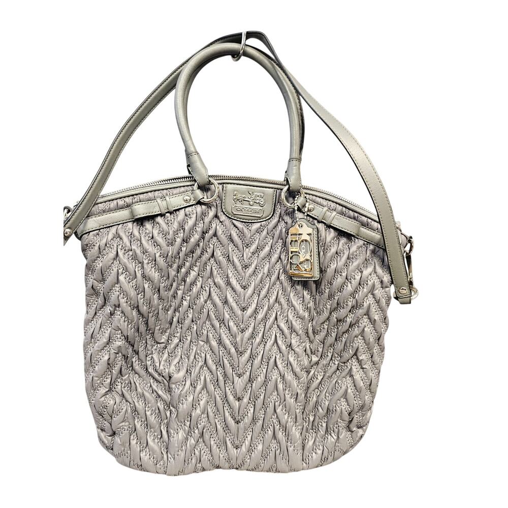 Coach 70th Anniversary Quilted Satchel Shoulder Bag Gray
